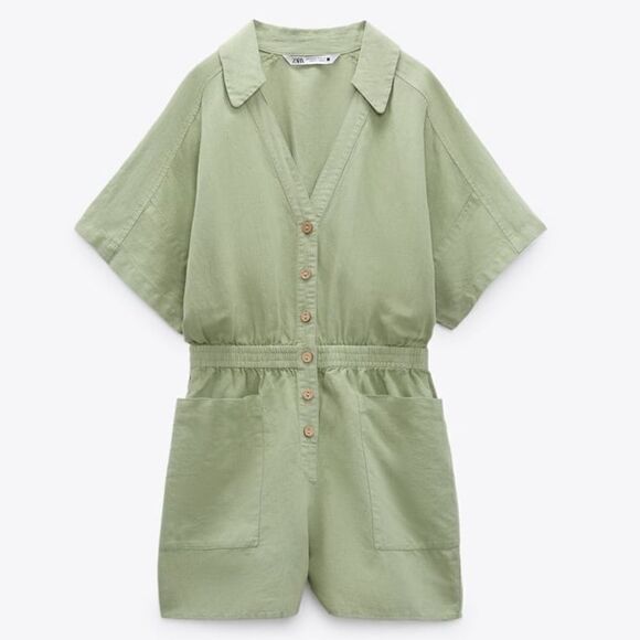 Zara Linen Blend Short Jumpsuit - Picture 3 of 7